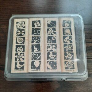 Stampin' Up Bold& Bright 4 piece wood mounted rubber stamp set